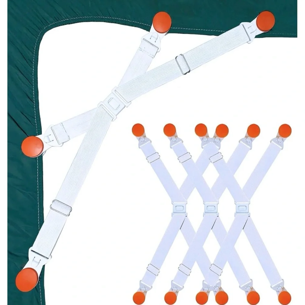 White Bed Sheet Fasteners with Orange Clips